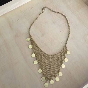 4/25 Goldtone chainmail statement necklace